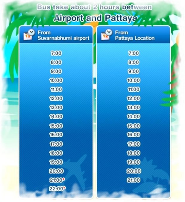 Bangkok Airport Bus Schedule – buses from bangkok airport to Pattaya