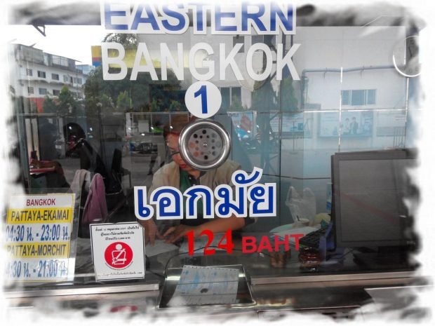 One of the ticket office of north bus station in Pattaya + 2 tickets to Bangkok