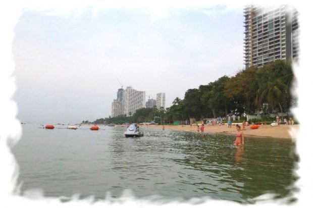 View of the northern part of the beach Wongamat Pattaya from the sea
