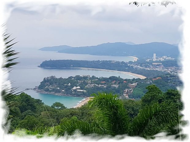 Karon Viewpoint - view of Phuket's 3 beaches on a cloudy day