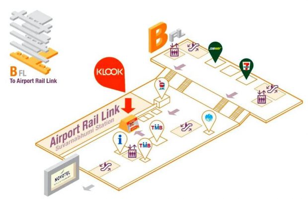 Location of Klook rack at Bangkok Suvarnabhumi Airport